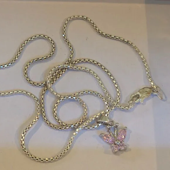 Precious Pink Butterfly Necklace - Picture 2 of 2